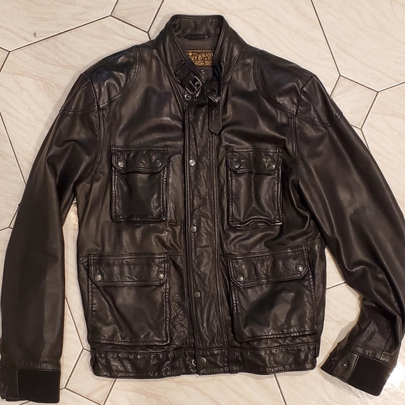 Men's Lucky Brand Black Leather Jkt medium - Picture 1 of 3